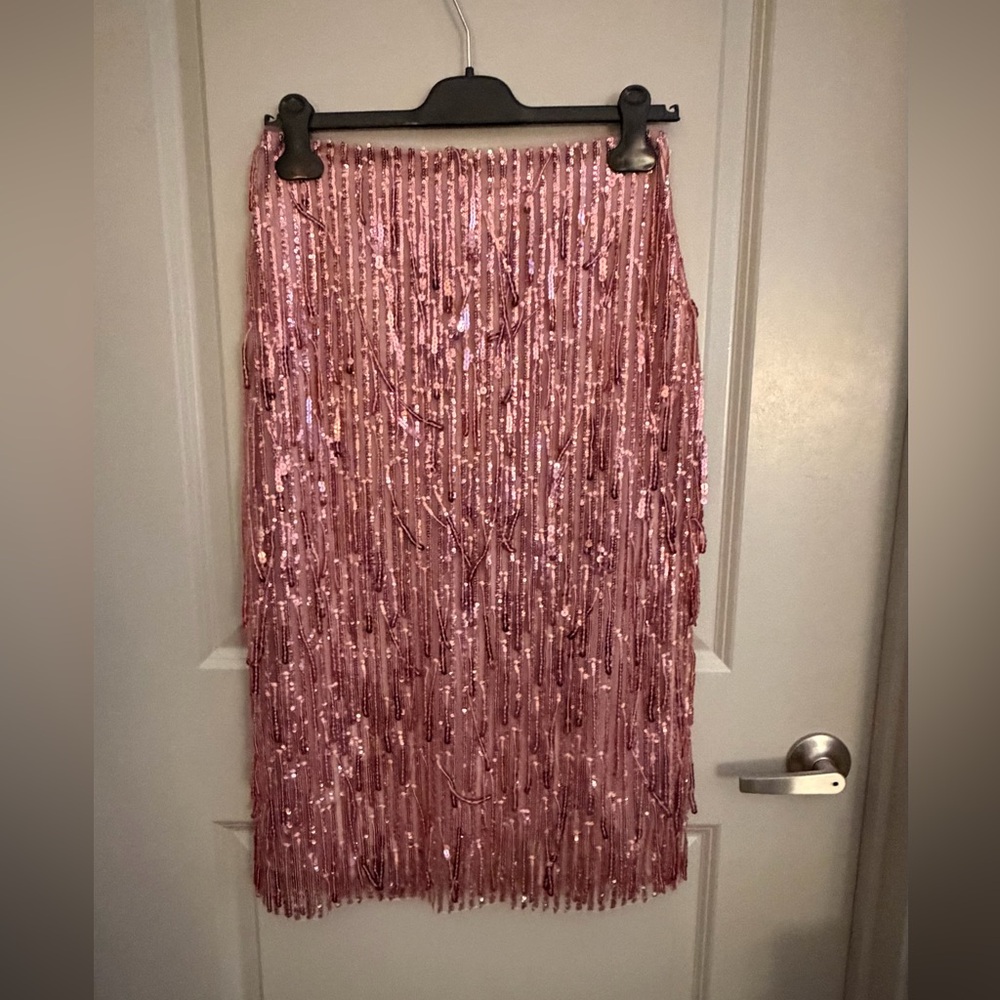 NWT Anthropologie Maeve Pink Sequin Midi Skirt | Size 4